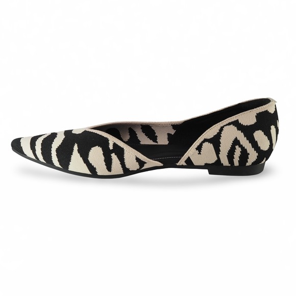 Vivaia Melia Pointed-Toe D'Orsay Flats Women 10.5 Ecru Tiger Print Sustainable - Picture 6 of 11